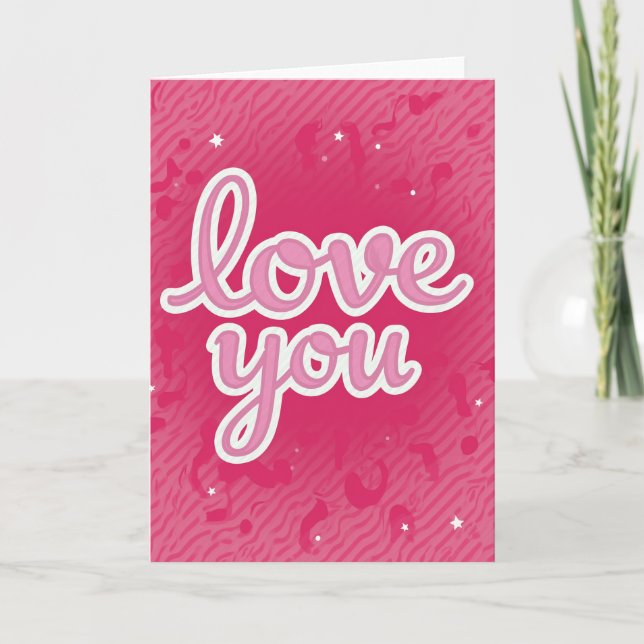 Valentines Pink Love You Card (Front)