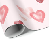 Valentines Pink & Red Watercolor Heart Pattern Wrapping Paper (Roll Corner)