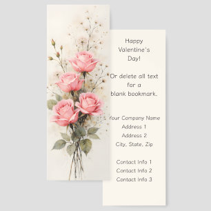 Valentine's Pink Roses Bouquet Promotional  Bookmarks