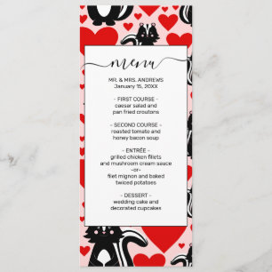 Valentine's Pink Skunk Heart Illustration Pattern Menu