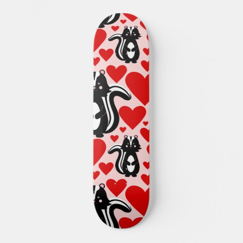 Valentines Pink Skunk Heart Illustration Pattern Skateboard