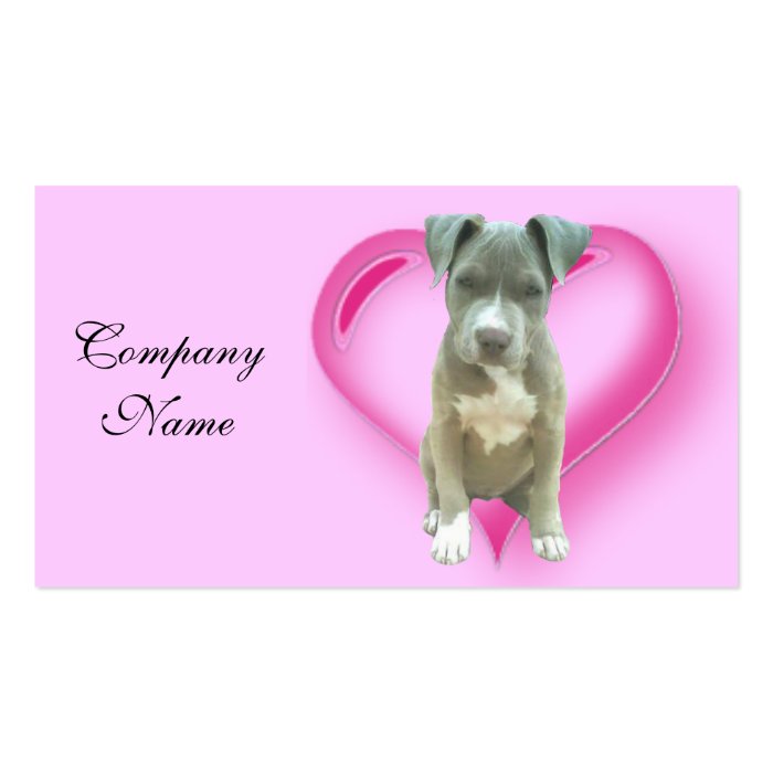 Valentines Pitbull puppy Business Card Template