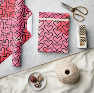 Valentines Pixels Heart Wrapping Paper