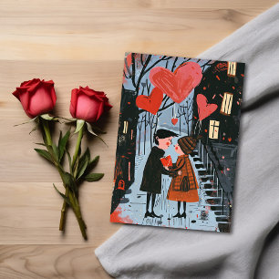 Valentine's Postcard - Couple Strolling in Park