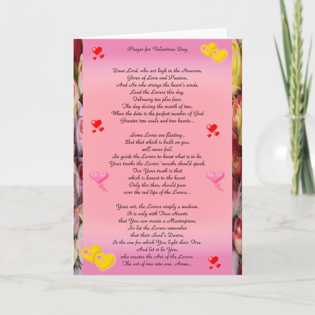Valentines prayer poems holiday card (Front)