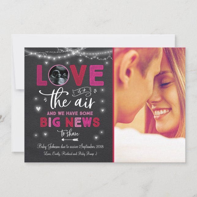 Valentine's Pregnancy Announcement Ultrasound Card (Front)