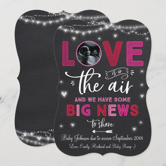 Valentine's Pregnancy Announcement Ultrasound Card (Front/Back)