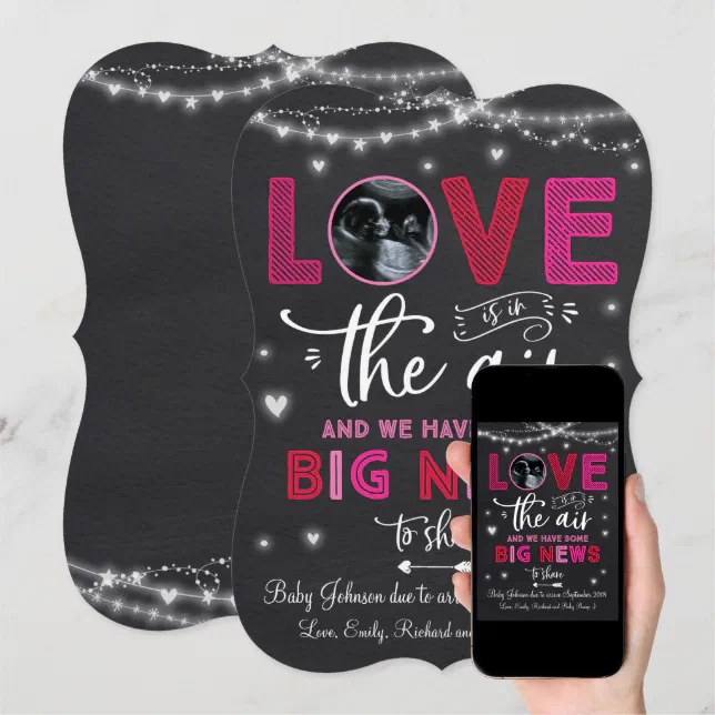 Valentine's Pregnancy Announcement Ultrasound Card Zazzle