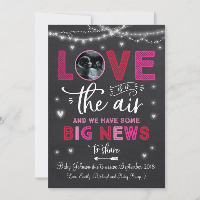 Valentine's Pregnancy Announcement Ultrasound Card (Front)