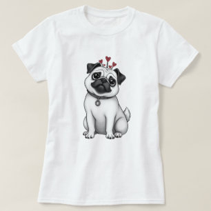 Valentine's print with pug T-shirt