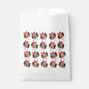 Valentines Puppies with Bows Heart Pattern Favor Bag