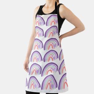 Valentines Purple Hand Drawn Rainbow Pattern Apron