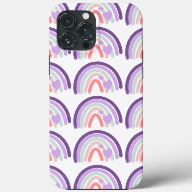 Valentines Purple Hand Drawn Rainbow Pattern   Case-Mate iPhone Case (Back)