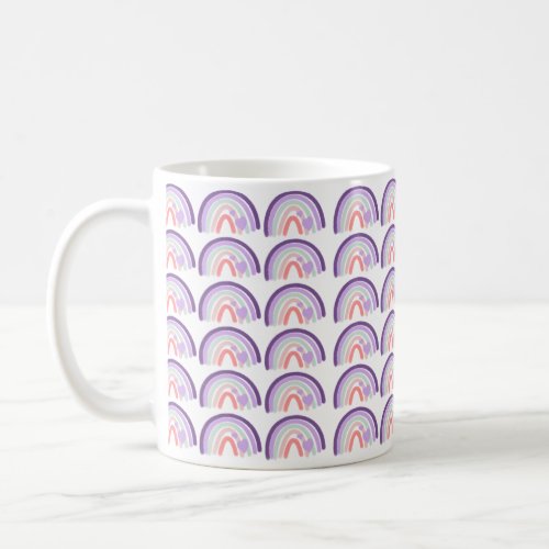 Valentines Purple Hand Drawn Rainbow Pattern      Coffee Mug