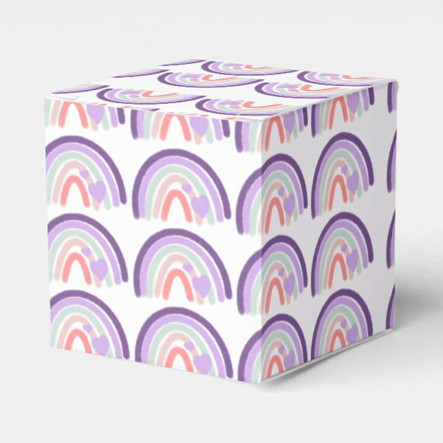 Valentines Purple Hand Drawn Rainbow Pattern     Favor Boxes (Front Side)
