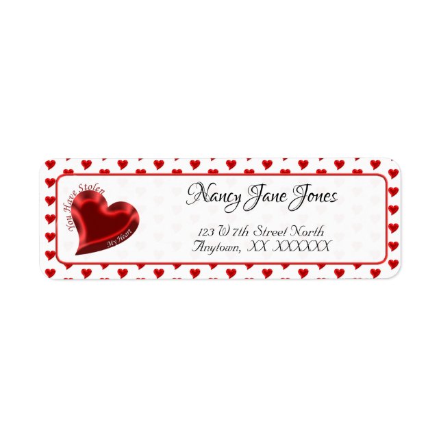 Valentine's Quote | You Have Stolen My Heart | Red Label (Front)