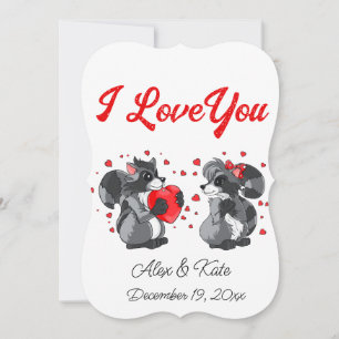 Valentines Raccoon Greeting Card