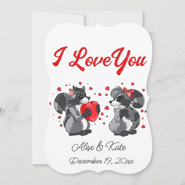  Valentines Raccoon Greeting Card (Front)