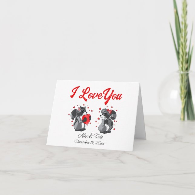  Valentines Raccoon Greeting Card (Front)