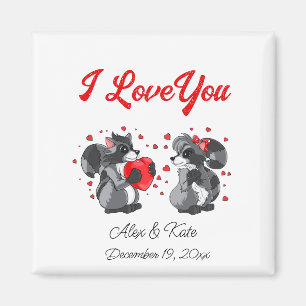  Valentines Raccoon Greeting Card Magnet