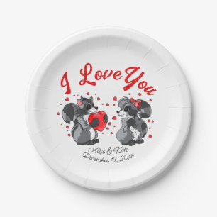 Valentines Raccoon Paper Plates