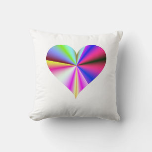 Valentines Rainbow Heart Throw Pillow
