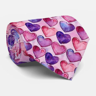 Valentine's Red and Purple Hearts Neck Tie