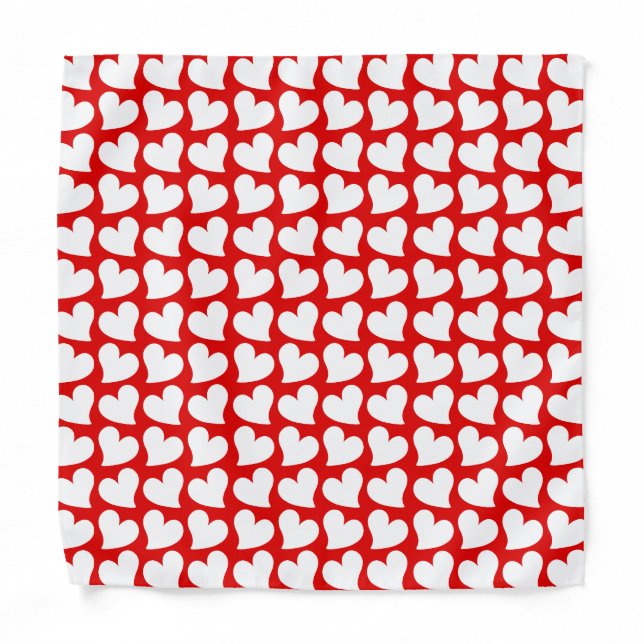 VALENTINES RED AND WHITE HEARTS VALENTINE  BANDANA (Front)