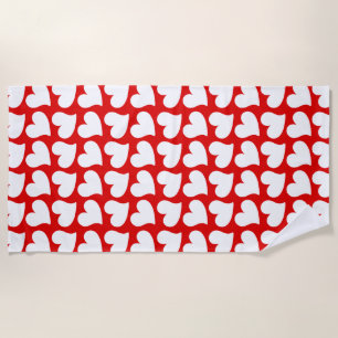 VALENTINES RED AND WHITE HEARTS VALENTINE BEACH TOWEL