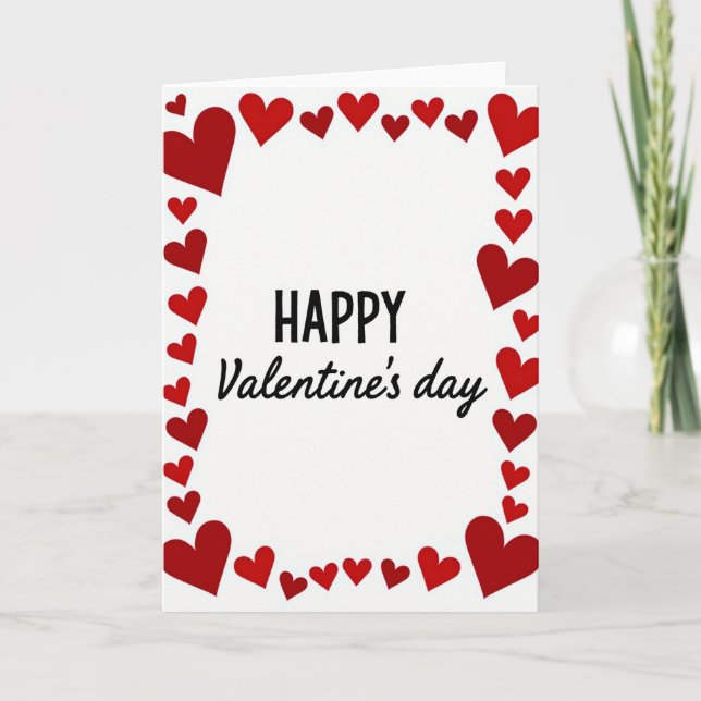 Valentines Red Heart Border Matte Card (Front)