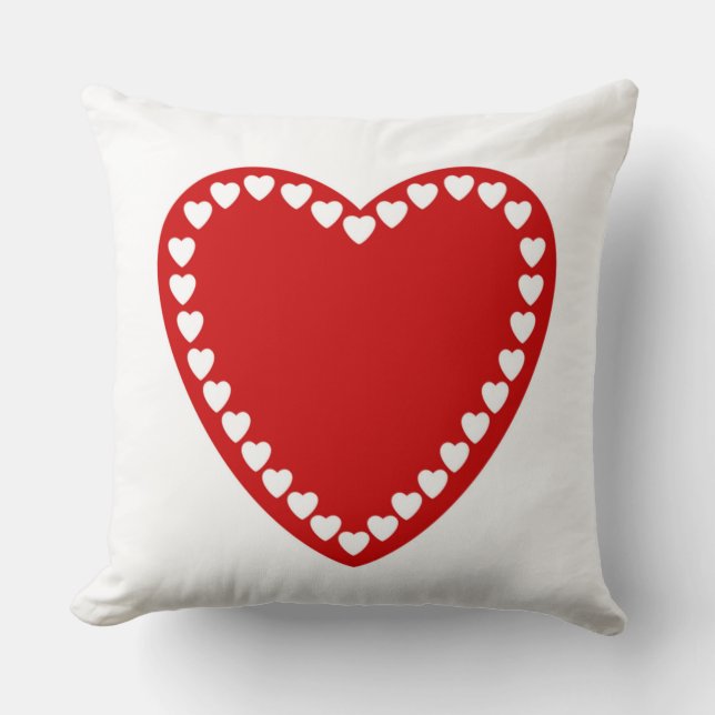 Valentines Red Heart Throw Pillow (Front)