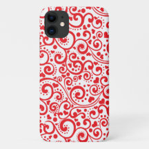 Valentines - Red Hearts and Swirls Seamless