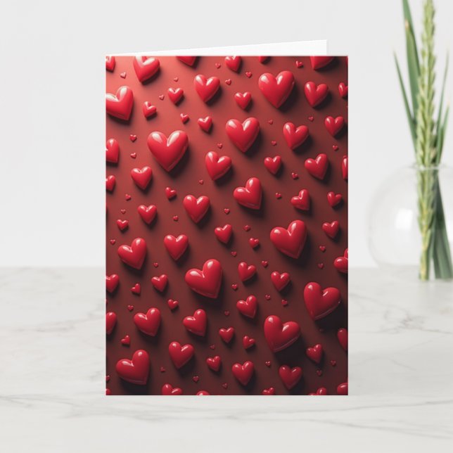 Valentines Red Hearts Card (Front)