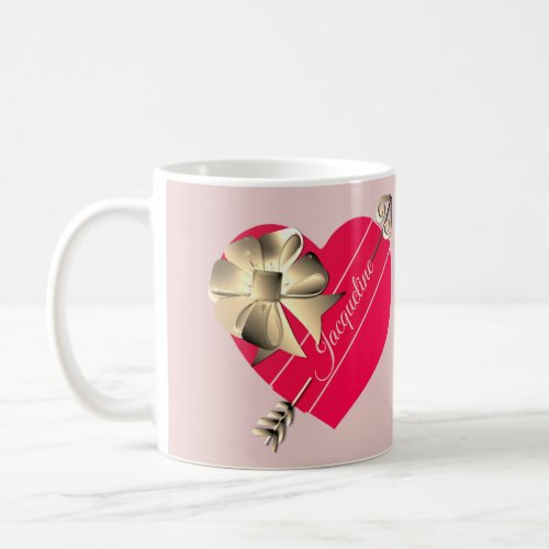 Valentines Red Hearts wBow Coffee Mug