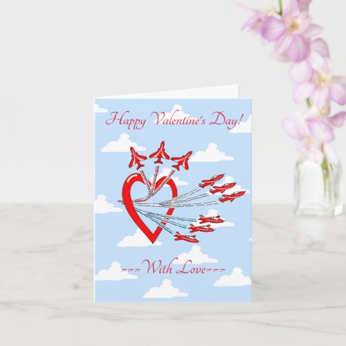 Valentines Red Jet Planes Blue Sky Card