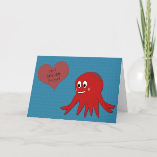 Valentines Red Octopus Sucker Card
