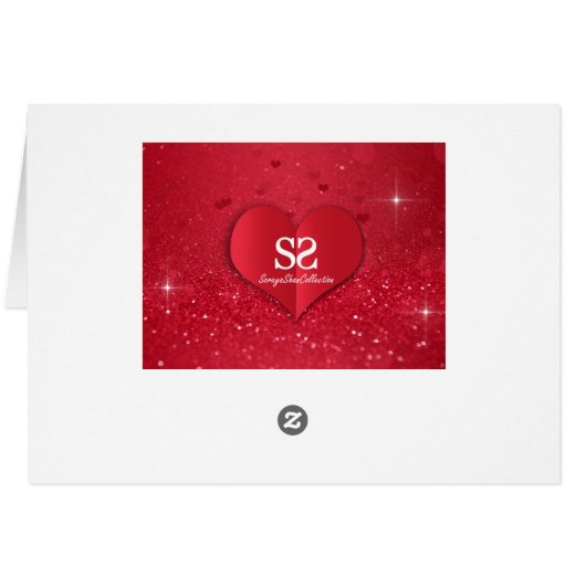 Valentines Red Paper Heart Glitter - Greeting Card (Back Horizontal)