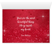 Valentines Red Paper Heart Glitter - Greeting Card (Inside Horizontal (Bottom))