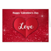 Valentines Red Paper Heart Glitter - Greeting Card (Front Horizontal)