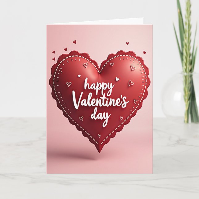 Valentines Red Stitched Plush Card (Front)