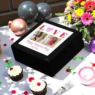Valentines Red White Love Script Photos Heart Gift Box