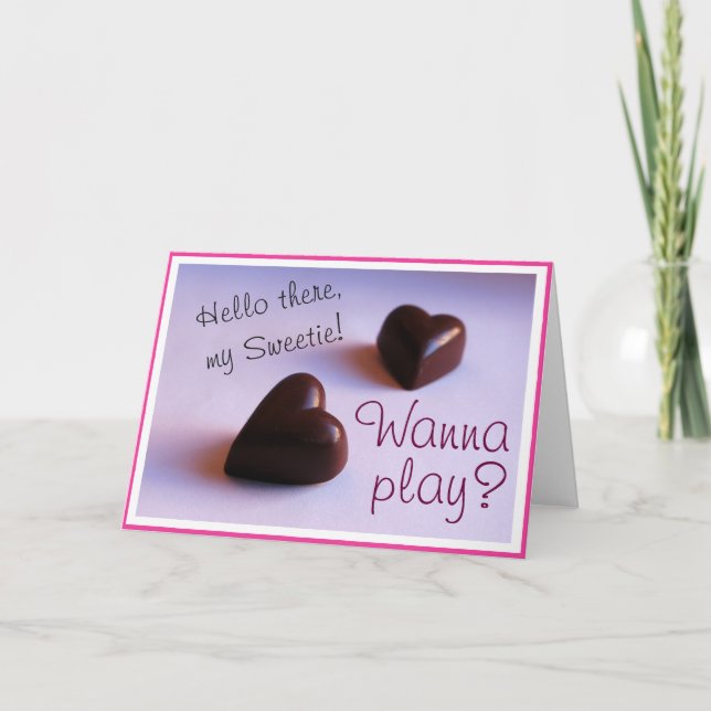 Valentines Romantic Chocolate Hearts Play any Text Holiday Card (Front)