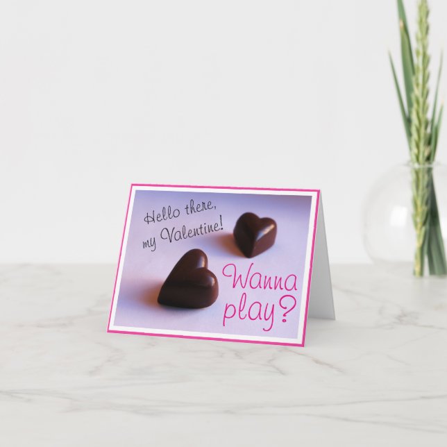 Valentines Romantic Chocolate Hearts Play any Text Holiday Card (Front)