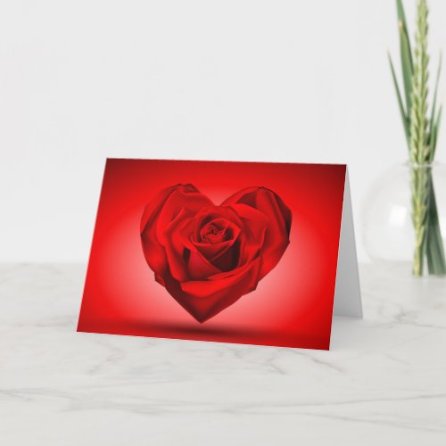 Valentines Rose Heart Holiday Card