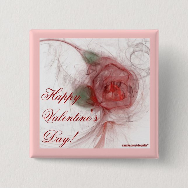 VALENTINE'S ROSE ~ On White Pinback Button (Front)
