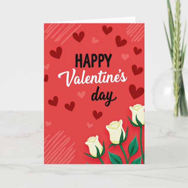 Valentines Roses Hearts Card (Front)