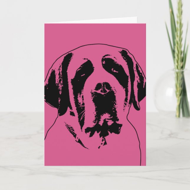 Valentines - Saint Bernard Silhouette Holiday Card (Front)