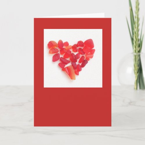 Valentines sea glass card Red sea glass heart Holiday Card
