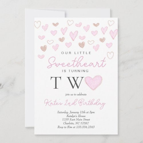 Valentine's second birthday invitation