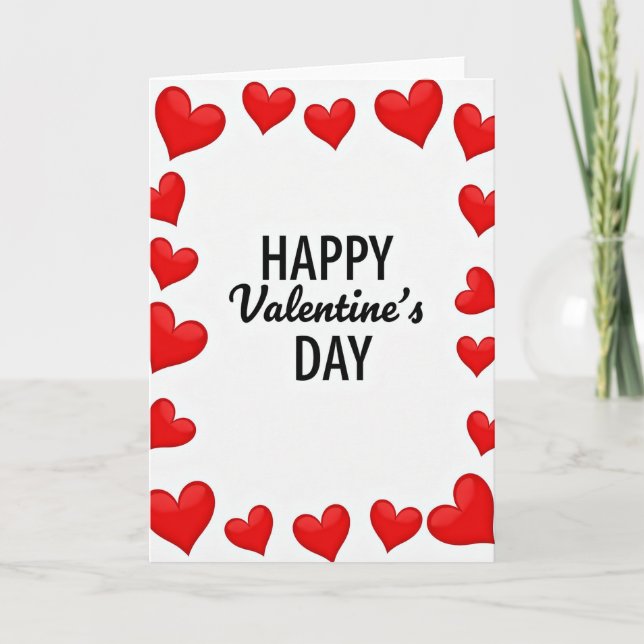 Valentines Shiny Red Heart Card (Front)